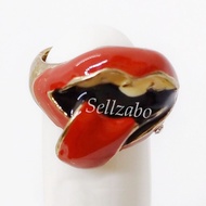 Alloy Rings Red Lips Tongue US Size 6 Silver Mouth Accessories Aksesori Cincin Thin Slim Finger Girl