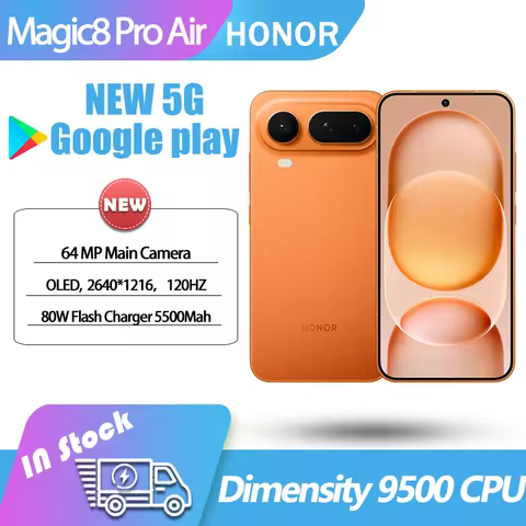 Honor Magic8 Pro AIR 5G Dimensity 9500 CPU 6.31"120Hz OLED 64MP Camera 80W Charger 5500mAh Google Ma