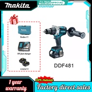 【Original facturer/Warranty 1 years】Makita handheld electric drill DDF481 18V brushless lithium battery rechargeable screwdriver electric drill home dustproof waterproof impact drill power tools