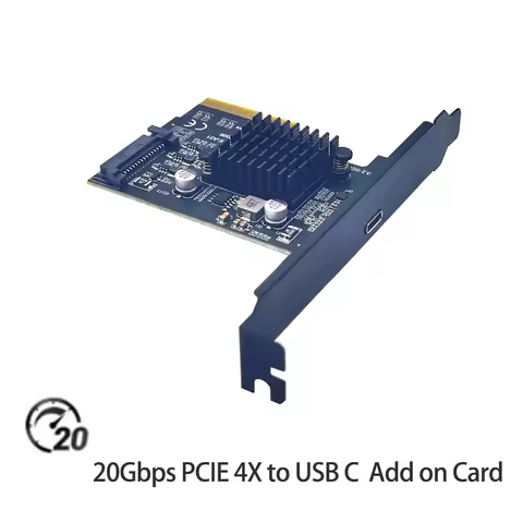 USB 3.2 GEN2x2 20Gbps PCIE Card 1 Port TYPE-C PCI Express 3.0 X4 to TYPE C Expansion Adapter PCI-E U