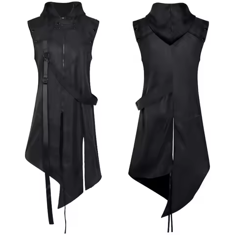 Mens Gothic Waistcoat Dark Medieval Sleeveless Vest Rock Cosplay Outfit