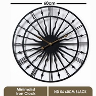 Jam Dinding Besi 40cm/50cm/60cm Minimalist Iron Clock Vintage Roman Wall Clocks Decorations