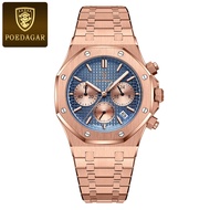 POEDAGAR Original Luxury นาฬิกาผู้ชายวันที่ Chronograph สแตนเลสสตีลควอตซ์นาฬิกากันน้ําแฟชั่นนาฬิกาข้