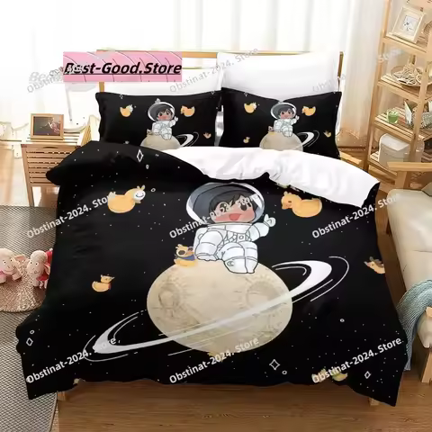 Kawaii Quackity duck Bedding Set Single Twin Printed Bed Set With Pillowcase Bed Duvet Cover Single 