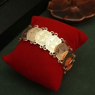 Handmade Gold Plated Coin Bracelet Luxury Wedding Jewelry Arab Dubai Style Floral Alloy Decorative W