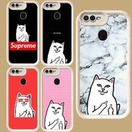 R113 Middle Finger Cat Casing for OPPO A12 F5 A12s A1K A12E A5S A3S F9 A5 F7 A7 Pro White