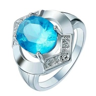 Cincin Aquamarine Ring Perak GG22