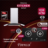 Firenzzi 1310m3/hr Cooker Hood FCH-6122 XP+2 Burner Gas Hob FGH-2013/FGH-2043/FGH-2186/FGH-2155/FGH-