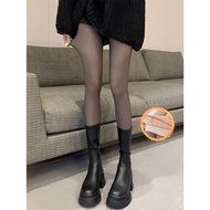 Winter thermal fleece-lined black tights, thick stretchy concealer tights
