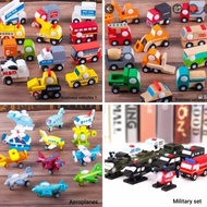 FIGURE SET wooden toy car transportation toy car toy airplane toy