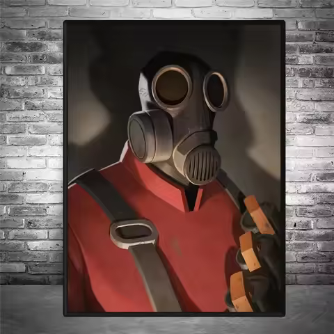 Team Video Game Fortress 2 Pyro Face Canvas Painting TF2 Poster and Wall Art Print Modern Family Bed
