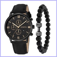 Geneva Men's Watch Fashion Vacation Three Eyes Roman Scale Quartz Watch Men's Belt Wrist Watch ▪ ℗