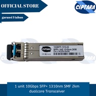 1 unit 10Gbps SFP+ 1310nm SMF 2km dualcore Transceiver