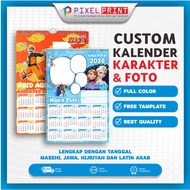 PIXEL PRINT - ( 2026 ) Custom Photo Wall Calendar Size 48 x 32 Spiral Hanger Calendar/ Zinc Clip Cal