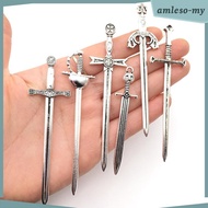 [AmlesoMY] Decorative Knight Sword Charms, Metal Pendants, Bookmark, Swords for Miniature Scenes, Or