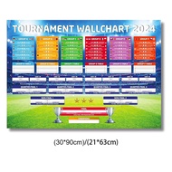 Football Wallchart 2024 UK Time Football Championship Poster Waterproof Soccer Wallchart for Pub Gar