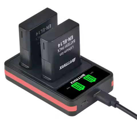 Batmax EN-EL14 EL14a Battery+LED Dual Charger &Type C Port for Nikon P7800,P7700,P7100,P7000,D5600,D