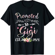 New Promoted To Gigi Est 2023 Floral First Time Grandma Gift T-Shirt Xs-3Xl