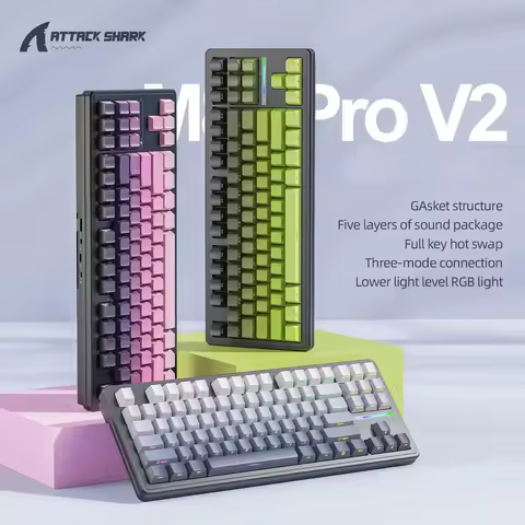 Attack Shark M87 PRO Mechanical Gaming Keyboard Wireless Tri-Mode Hot-Swappable Custom Switch TKL 50