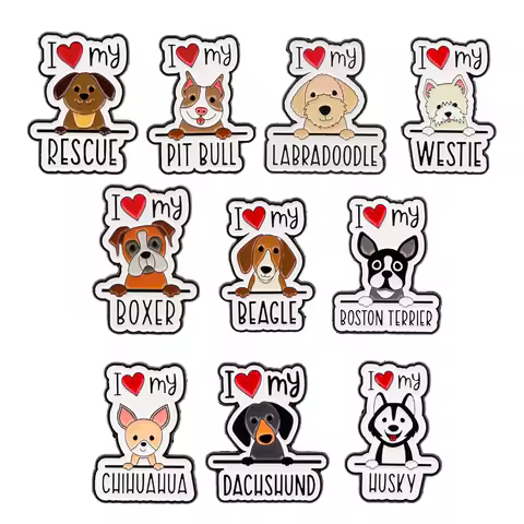 I love my Husky Enamel Pin Beagle Lapel Pins for Backpacks Clothes Animal Badges Pet Boxer Brooch Je