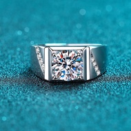 Petchara jewelry แหวนเพชรโมอีสผู้ชาย 2 กะรัต เงินแท้ S925 D-VVS1: F2027