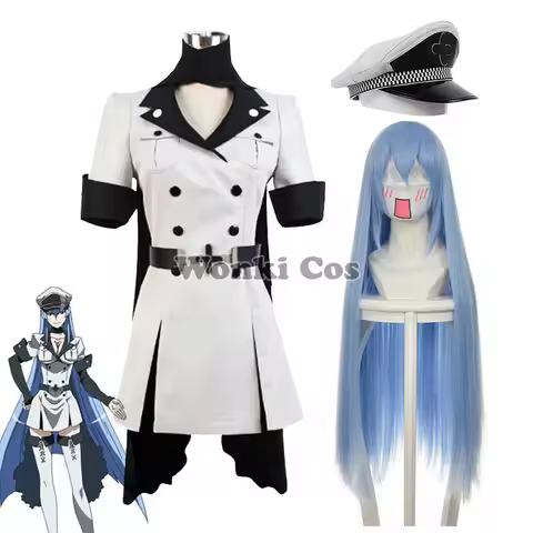 Akame Ga KILL Cosplay Esdeath Esdese Cosplay Costume Uniform with Hat Long Wig for Women Party Costu