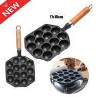 New 14 Holes Round Ball Pan Cake Waffle Takoyaki Maker Nonstick Cooking Cast Iron Pan