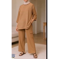 L&B SHOP 7 sleeve embroidery suit/8 Set knitWanita