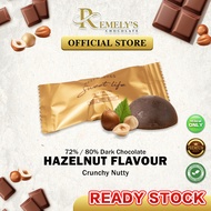 Remely’s Chocolate 🍫 Hazelnut Flavour 72 Dark Chocolate 80 Dark Chocolate Individual Pack Pure Cocoa Butter Coklat Viral