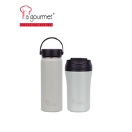 La gourmet Superwide 530ml Thermal Bottle + 400ml Thermal Coffee Mug - Clay Ash