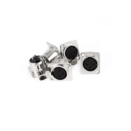 5 x uxcell XLR panel mount sockets XLR 3-pin female chassis silver tone black