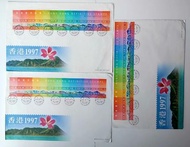 香港1997年通用郵票小全張（低面額）首日封3個，蓋特別郵戳，實物如圖，封身有黃及皺