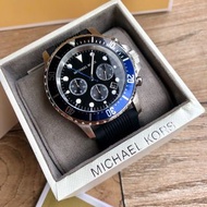 MICHAEL KORS （MK水鬼）黑色面錶盤 橡膠錶帶 三眼計時 男士手錶 MK8365/ MK8366