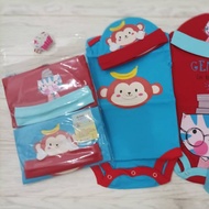 Baby Set Monyet dan Kucing Biru Merah (Topi)