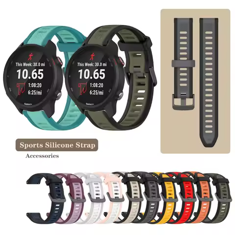 20mm Sports Silicone Strap For Garmin Forerunner 645 245 55 158 165 Music / Vivoactive 3 5 / Venu Sq