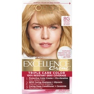 L'Oreal Paris Excellence Creme Permanent Triple Care Hair Color, 8G Medium Golden Blonde, Gray Cover