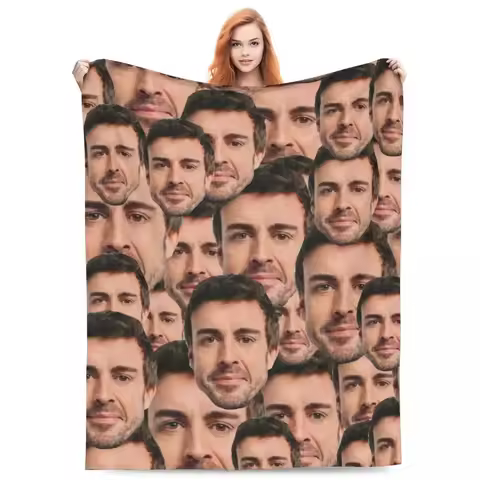 Fernando Alonso Head Merch Blankets Coral Fleece Plush Bed Meme Throw Blanket Relax Ultra-Soft for C