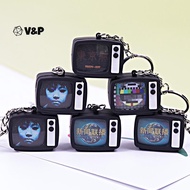 V&P Mini TV Keychain Horror Atmosphere Mini TV Keychain Pendant Simulation TV Pendant Bag Pendant