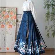 Straw Style Style Style Skirt Hanfu Adult Pleated Skirt Long Skirt Improved Horse Face Skirt Chinese
