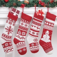 AUGUSTINA Knitted Christmas Stocking, Hanging Large Size Christmas Gift Sock, Candy Bag Red Xmas Tre