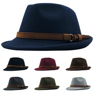 Imitation Cowboy Badge Belt Top Hat Fedora Hat For Women Men Wool Felt Wide Brim Hat Vintage Jazz Fe