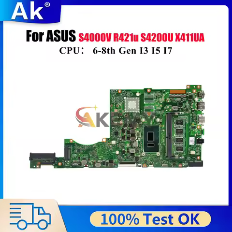 X411UA Laptop Motherboard For ASUS S4000V X411UA X411UQ X411U r421u S4200U X411UV X411UNV X411UN X41