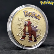 Đồng xu vàng Pokemon Entei kỹ niệm nhật bản sư tử lửa thần thoại nặng tay tặng kèm hộp bảo vệ 2030 3