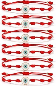 Handmade Red String Bracelet,14K gold Plated Adjustable Braided Jewelry with Good Luck Amulet and Pr