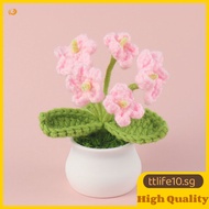 Mini Cute Style DIY Handwoven Simulation Pot Flower Planting Thread Crochet Knitted Finished Home And Garden Decorative Ornament