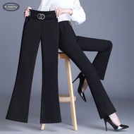 M-6XL High Waist Black Flare Suit Pants, Plus Size Women Slim Fit Trousers