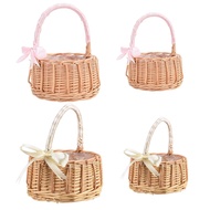 Handmade Woven Flower Basket Rattan Storage Basket Flower Girl Hand Basket Rustic Flower Basket For 