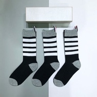 Thom Browne Factory Direct Tb Browne Socks Summer Men's Thin Breathable Irregular Striped Tb Mid-tub