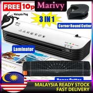 Marivy - 3IN1 Office Hot & Cold Laminator Machine With Paper Cutter Corner Rounder For A4 Document P