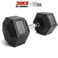 ดัมเบล หกเหลี่ยม หุ้มยาง 30KG (1 ข้าง) HEX Dumbbell - เครื่องออกกำลังกาย แบรนด์ IRONTEC